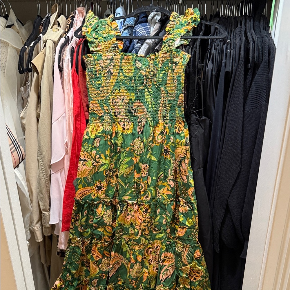 Floral Green and Yellow Dress